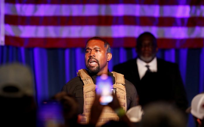 FILE PHOTO: Rapper Kanye West holds his first rally in support of his presidential bid in North Charleston
