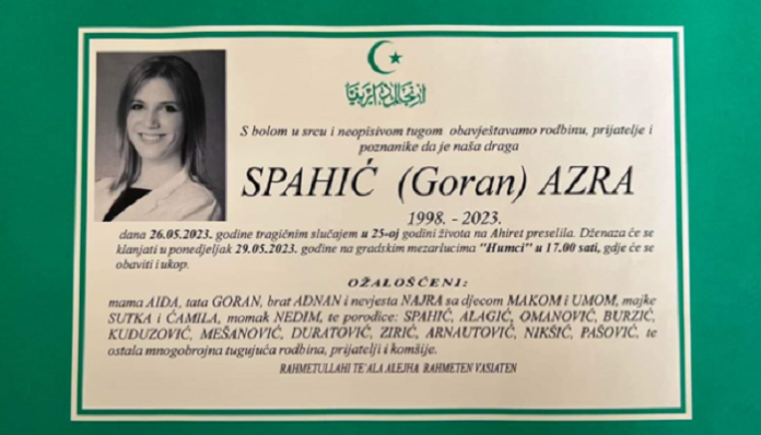 azra spahić smrtovnica