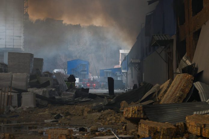 Russian missile strike in Kyiv
