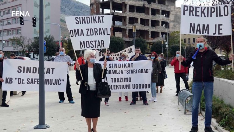 Sindikati radnika zaposlenih u zdravstvu HNK održali štrajk upozorenja