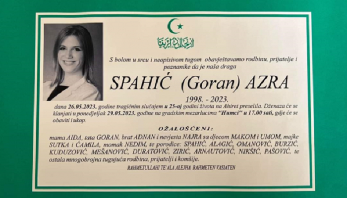 U Bihaću danas dženaza Azri Spahić