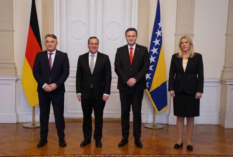 Članovi Predsjedništva BiH razgovarali sa Pistoriusom, istaknuta podrške Njemačke na bh. putu ka EU
