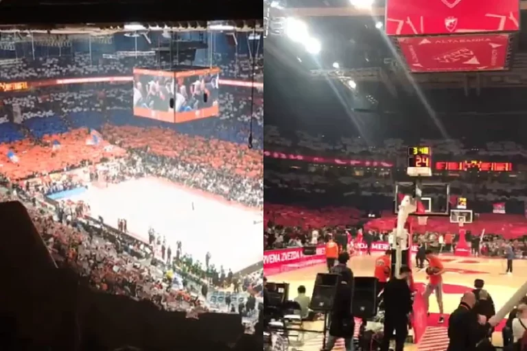 Navijači Zvezde koreografijom u bojama Rusije provocirali goste, na razglas puštane ruske pjesme