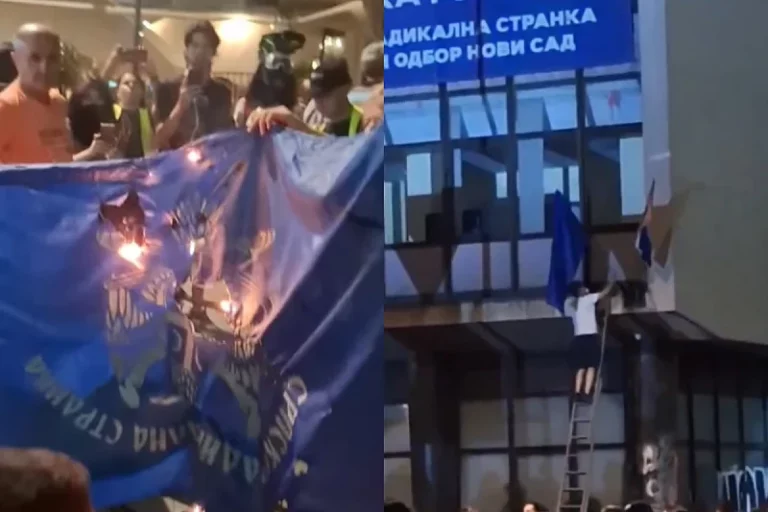 Meta nije samo Vučićev SNS: Napadnuto sjedište srpske radikalne stranke, zapaljena i zastava